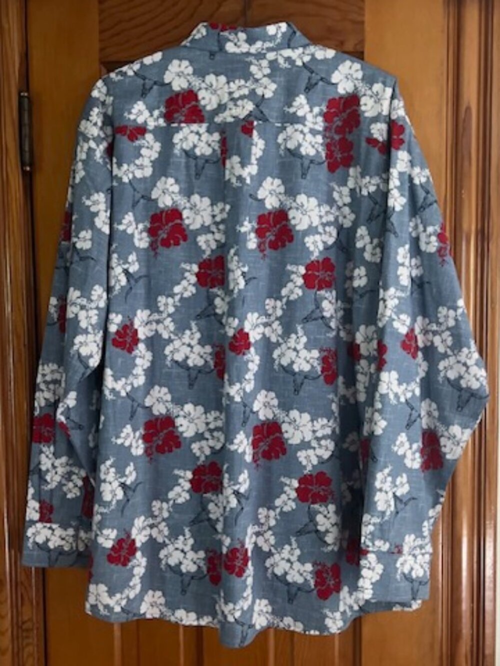 ARIAT WESTERN ALOHA BLUE & RED FLORAL LONG SLEEVE SHIRT MENS XL - Picture 6 of 13